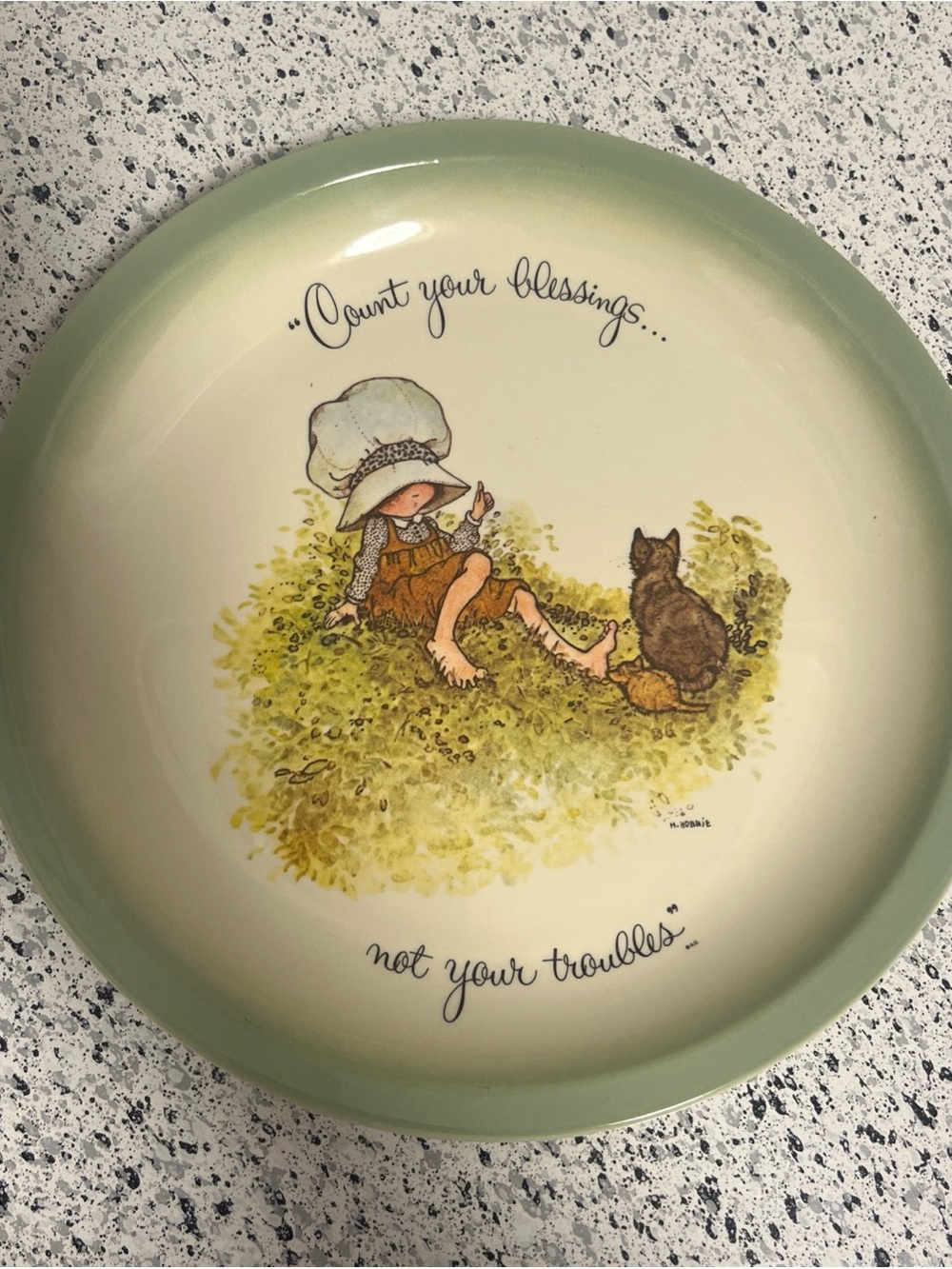 Count Your Blessings Ceramic Decorative Plate - Green Accent